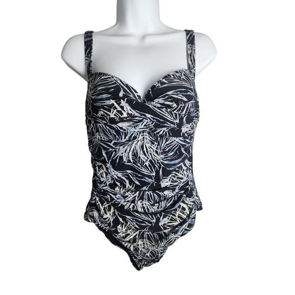 Nip Tuck Swim Palm Foil Twist Front Tummy Control Swimsuit sz 10 modest slimming - Picture 1 of 10